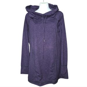 PINK LOTUS Stretch Drawstring High Neck Top Lightweight Sweatshirt womens Medium